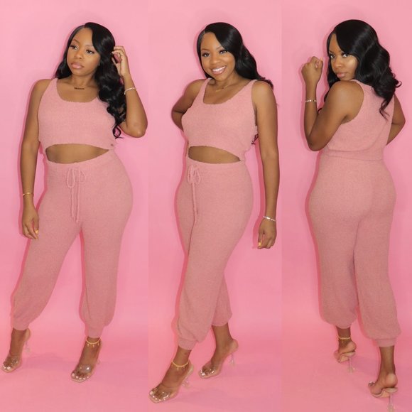 Bougie University Other - Pretty Plush Blush Pink Knit Set - BOUTIQUE